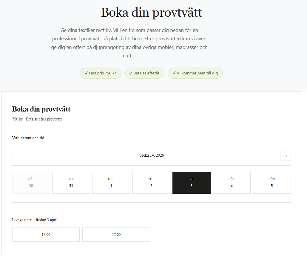 qualitylife.se bokningssida